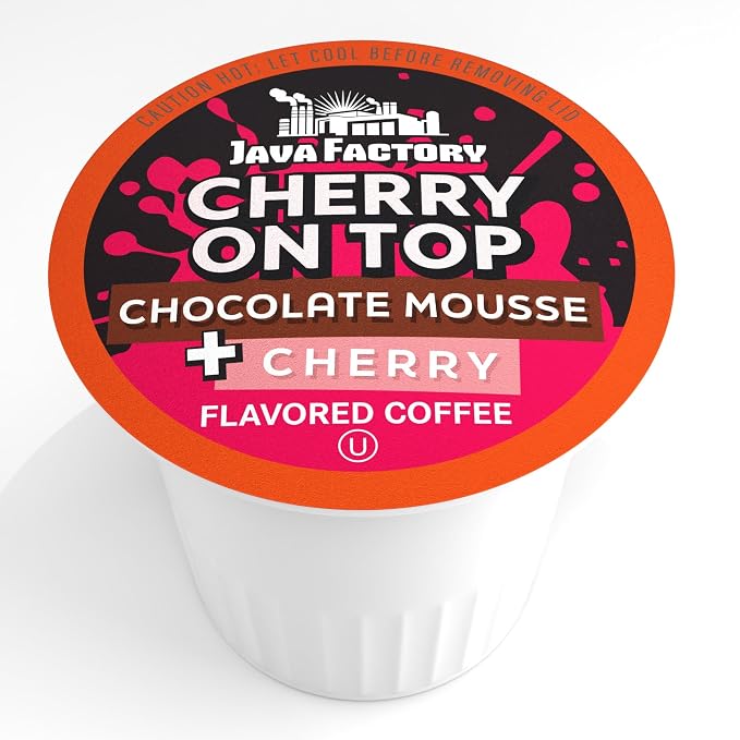 Java Factory Flavored Coffee Pods, Cherry On Top, Compatible with K Cup Brewers, 80 Count