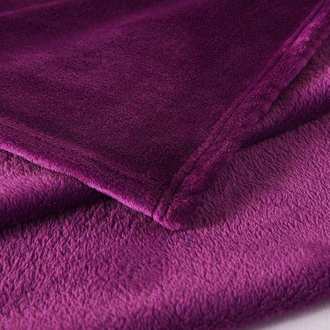 TASTHROW Large Flannel Fleece Throw Blanket, 50×70 Inch | Cozy Lightweight Thick Blanket - All Seasons Suitable for Women, Men and Kids (Purple)