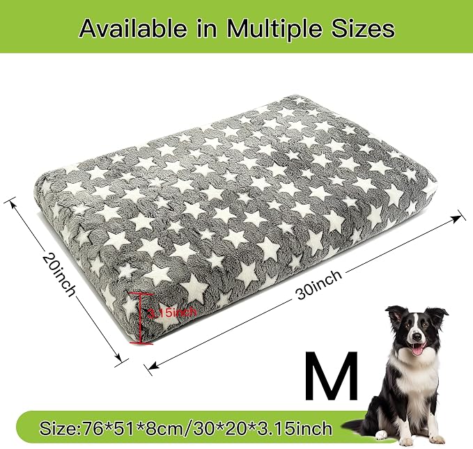 Orthopedic Dog Bed for Large Dogs, Washable Dog Mat with Removable Zippered Cover, Non-Slip Bottom, Comfort Crate Bed (Grey, M(30"*20"*3.1"))