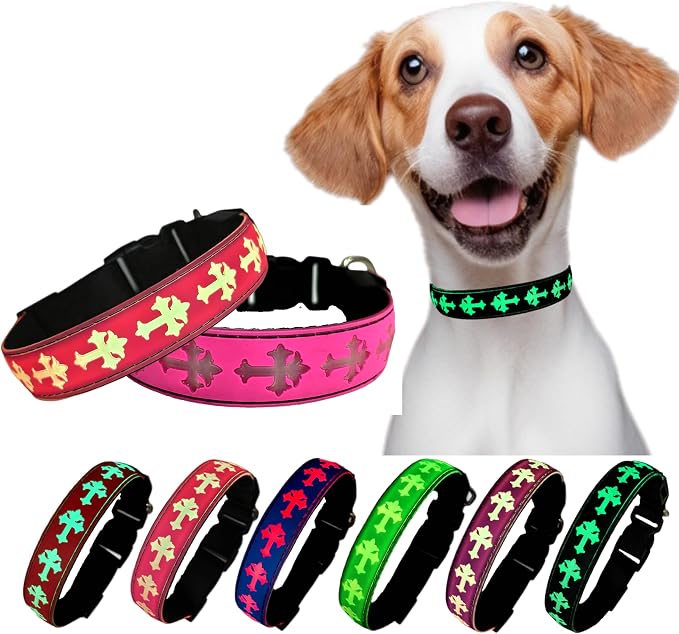 Light Up Glow Dog Collar with Chinese Style AirTag Holder