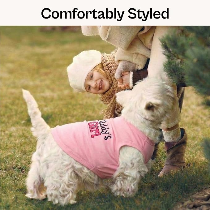 Parisian Pet Dog Shirt – 100% Cotton Shirts for Medium Dogs – Pink Sleeveless Puppy Clothes – Lightweight and Breathable Dog Apparel – Girl Dogs Clothes - Stretchy Daddy’s Girl Pet Shirt