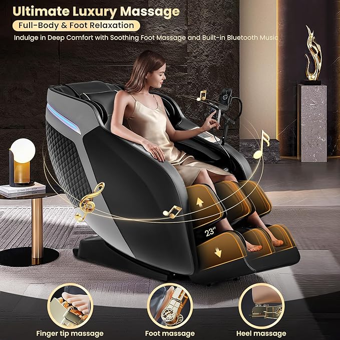 4D Massage Chair Full Body, 55" SL-Track Shiatsu Massage Zero Gravity Recliner Chair W/ Waist & Calves Heat, 18 Modes, 35 Airbags, Body Scan, Calfrest Extension, Foot Rollers, AI & APP Gift for Family