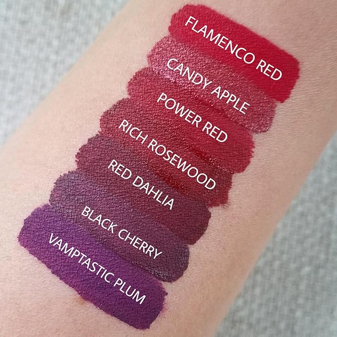 Aromi Maroon Burgundy Matte Liquid Lipstick | Long-Lasting Lip Color for Women, Bordeaux Wine, Dark Red, Blue Undertones, Vegan, Waterproof, (Red Dahlia)