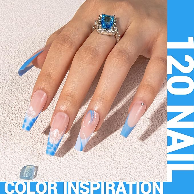MelodySusie Thick Light Blue Gel Nail Polish,0.5fl oz Nails Soak Off UV LED Bright Ocean Blue Gel Polish Christmas Gift for Women Nail Art Manicure Salon DIY Nail Design Decoration at Home-120