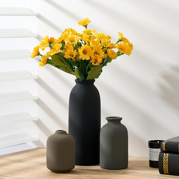 Ceramic Vase Set of 3, Decorative Nordic Minimalist Vases Home Decor for Living Room Kitchen Bedroom Entryway Mantel Table, Modern Decor for Bouquet Pampas Grass Dried Fresh Flowers- Multicolor
