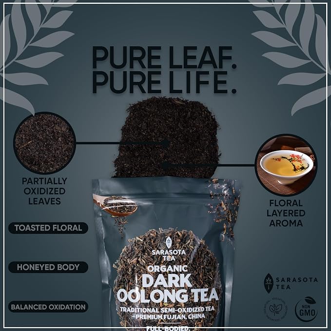 Organic Oolong Tea Loose Leaf 16oz Bulk | 100% USDA Organic Chinese Oolong Tea | Premium Semi-Oxidized Full Leaf | Smooth, Floral & Toasted Flavor | High Antioxidants | Energy & Metabolism Support | Hot or Iced | Non-GMO