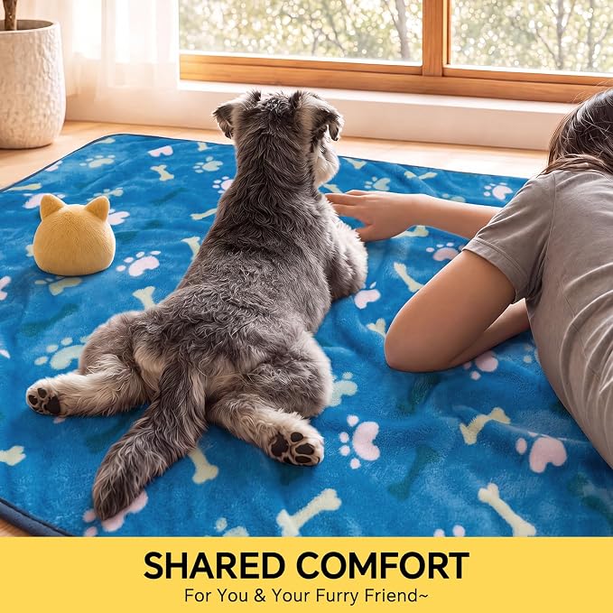 Luciphia 3 Pack Cute Dog Blankets Soft Fleece for Small Puppy Cat,41"x31" | 280GSM Fuzzy Doggy Kitten Throw Blankets Washable for Crate Bed Couch Car Indoor - Puppy Essentials Dog Gift