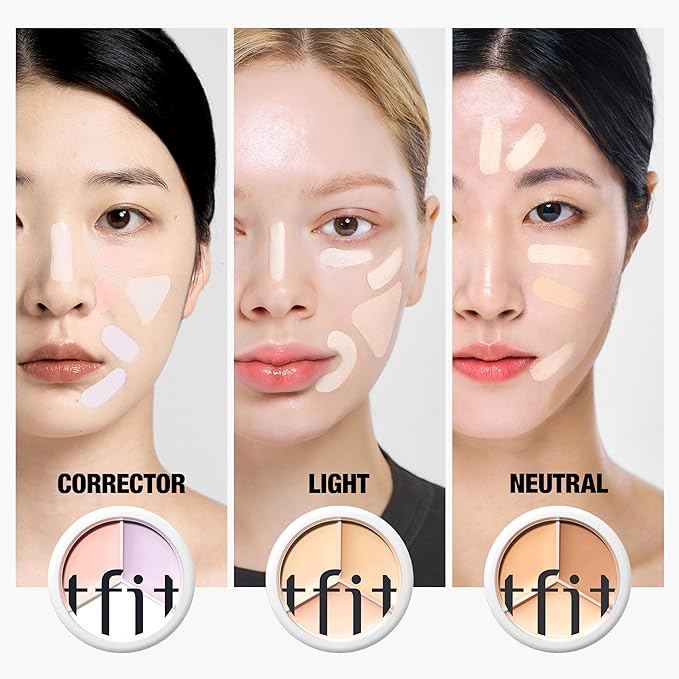 Multi-Use Pot Concealer - Triple Palette | High-Pigmented, Full Coverage & Crease-Proof | Korean Concealer for Dark Circles, Redness & Blemishes (B01 Corrector, 0.52 Oz)