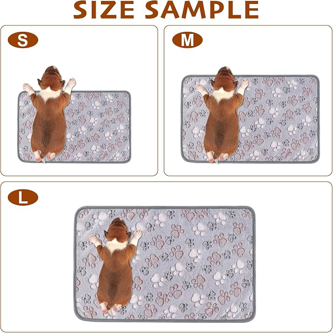 1 Pack 3 Blankets Fluffy Premium Fleece Soft Pet Blanket Flannel Throw for Cat Dog Puppy (Medium 30x20'', Paw-Beige/Grey/Navy)