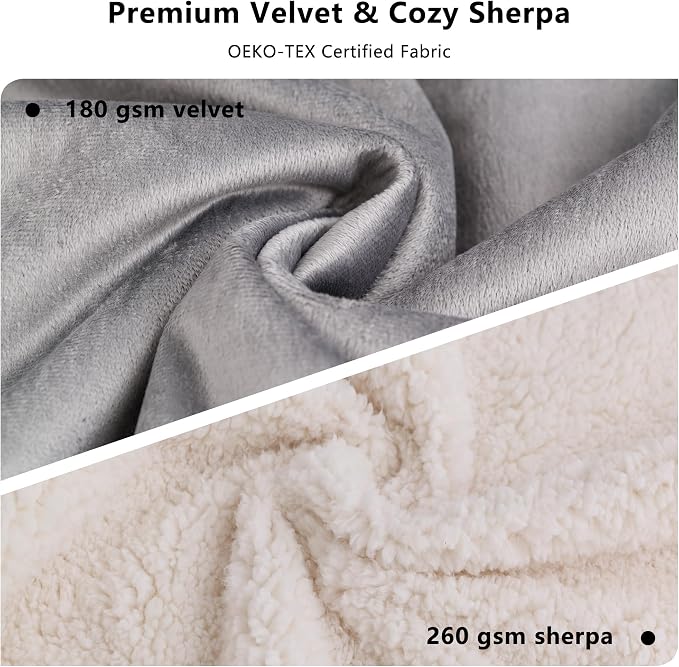 Waterproof Blanket for Dogs - Pet Throw as Furniture Protector | Cozy Sherpa & Smooth Velvet, Reversible and Machine Washable, for Couch, Bed, or Travel, 30"x40", Dark Grey