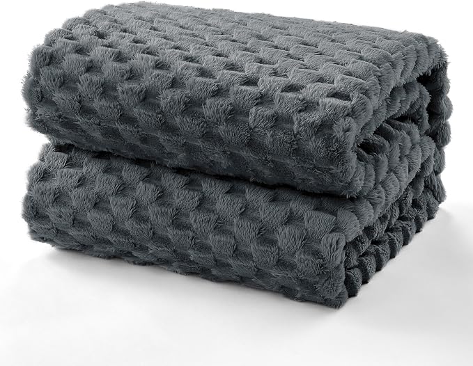 EXQ Home Gentle Soft Fleece Throw Blanket – Cozy Lightweight 3D Imitation Turtle Shell Jacquard Blanket for Couch Bed – All-Season Warm Fuzzy Flannel Blanket for Women Mom Gifts(50"x60",Charcoal Grey)