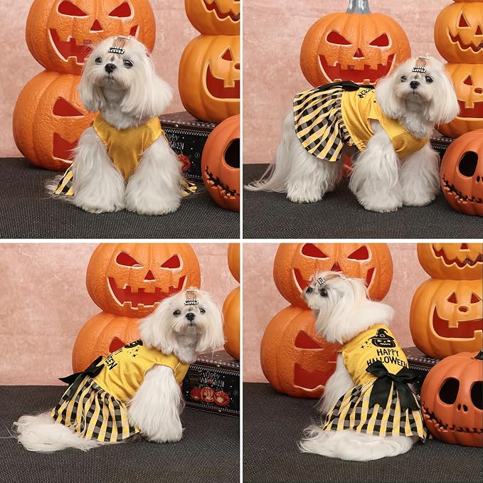 CuteBone Dog Mesh Dress Halloween Puppy Sundress Pet Outfit Summer Fashion for Small Dogs Girl Cat Clothes