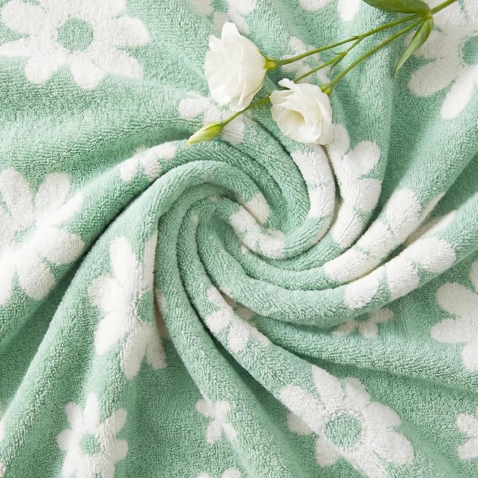 Soft Throw Blanket for Couch-Cozy Reversible Knitted Blankets | Lightweight Warm Fluffy Decor for Women, Mom, Her & Girls, Sofa, Chair, Bed, 50x60in,Daisy Floral Green