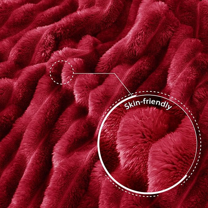 Exclusivo Mezcla Striped Queen Size Fleece Blanket for Bed, Couch, 90"x90" | Soft Breathable Cozy Bed Blankets, Lightweight Plush Fluffy Fuzzy Jacquard Decorative Blankets