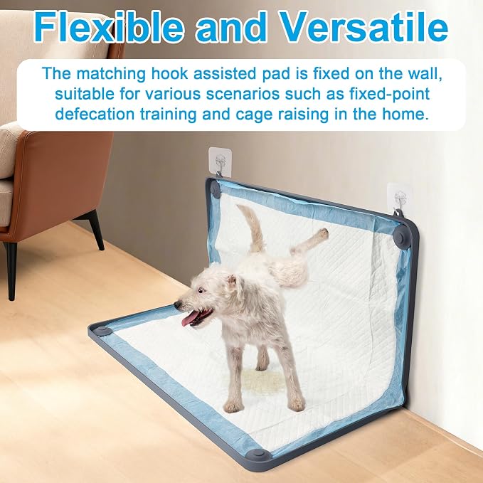 Catcan 24x24In Dog Pee Pad Holder with 40 Disposable Training Pads | Puppy Pad Holder Tray for Dog Training with 40P Disposable Urine Pads and 2 Hooks (Hangable)