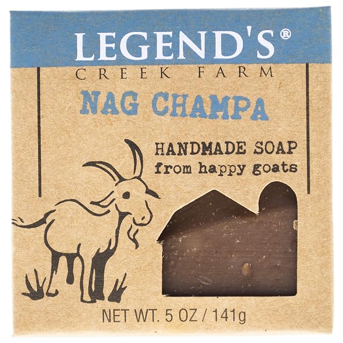 Legend's Creek Farm Goat Milk Soap - Cleansing Moisturizing Bar for Hands and Body - 5 Oz Creamy Lather, Nourishing, Gentle Natural Soap for Sensitive Skin (Nag Champa, Pack of 1)