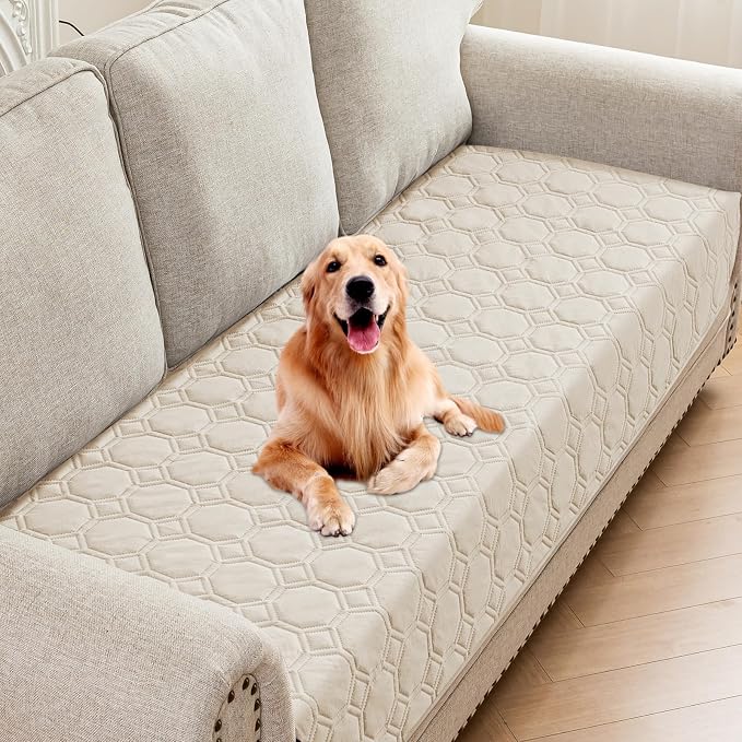 ZNSAYOTX Ultimate Cozy Blankets (30"x70") 100% Waterproof Sofa Mat Blanket for Dog Pets, Bed Couch Protector with Non-Slip Back Washable Durable, Pee Scratch Proof Easy to Clean (Beige)