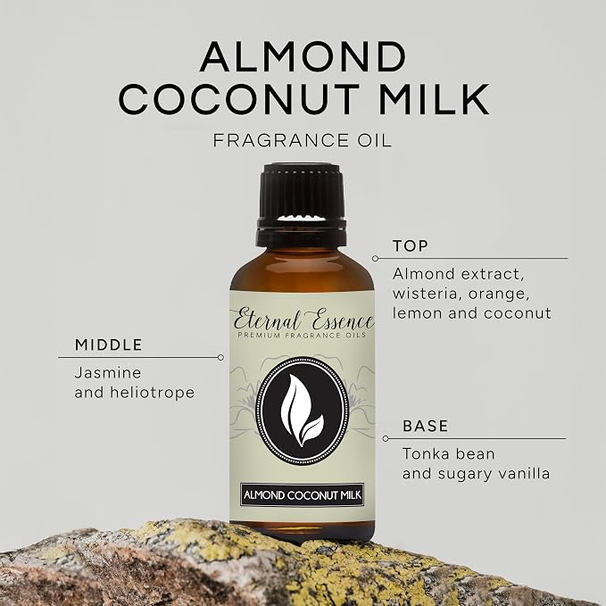 Eternal Essence Oils Almond Coconut Milk 30ml Premium Fragrance Oil - for Candle, Soap Making, Aromatherapy, Diffusers, Home Care, & Humidifiers