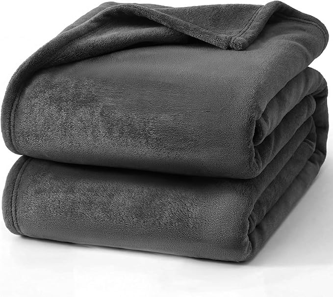 Hansleep Queen Dark Grey Fleece Blanket, Soft Flannel Bed Blanket | Fuzzy Cozy Blanket 90x90 Inches, Multi-use for Bed, Sofa, Couch, Travel, Camping, All Season Warm Lightweight Cover