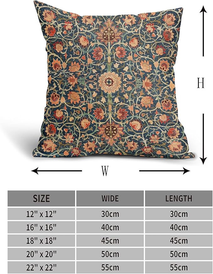 Vintage Floral Pillow Covers 20X20 Inch Set of 2 Burnt Orange Flowers Botanical Decorative Square Pillow Cases Navy Blue Art Cushion Case Farmhouse Home Decor for Sofa Couch Bedroom Outdoor