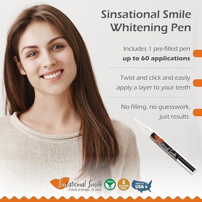 Sinsational Smile Teeth Whitening Pen, Up to 60 Treatments - Safe, Fast, Simple, Effective, Removes Stains, No Sensitivity, Enamel Safe, for Sensitive Teeth & Gums