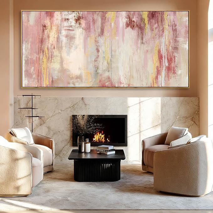 SOUGUAN Pink Wood Wall Decor Abstract Wall Art Modern Posters 40"x86" Pictures for Living Room Office Artwork Bedroom Decorations