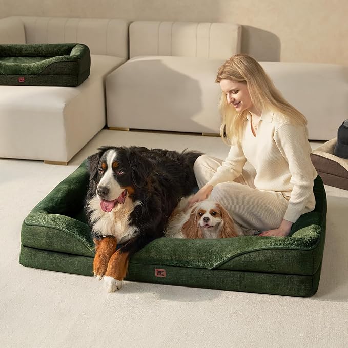 EHEYCIGA Orthopedic XL Dog Bed for Large Dog, Memory Foam Dog Couch | 48x35 Inch Extra Large Sized Dog Sofa with Sides, Waterproof Liner & Washable Removable Cover, Bolster Pet Couch