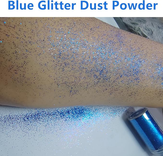 Go Ho Hair and Body Glitter Spray,Blue Glitter Spray Dry Powder Makeup for Clothes,Festival Loose Sparkle Powder,Holographic Ultra Fine Resin Glitters for Crafts,10g