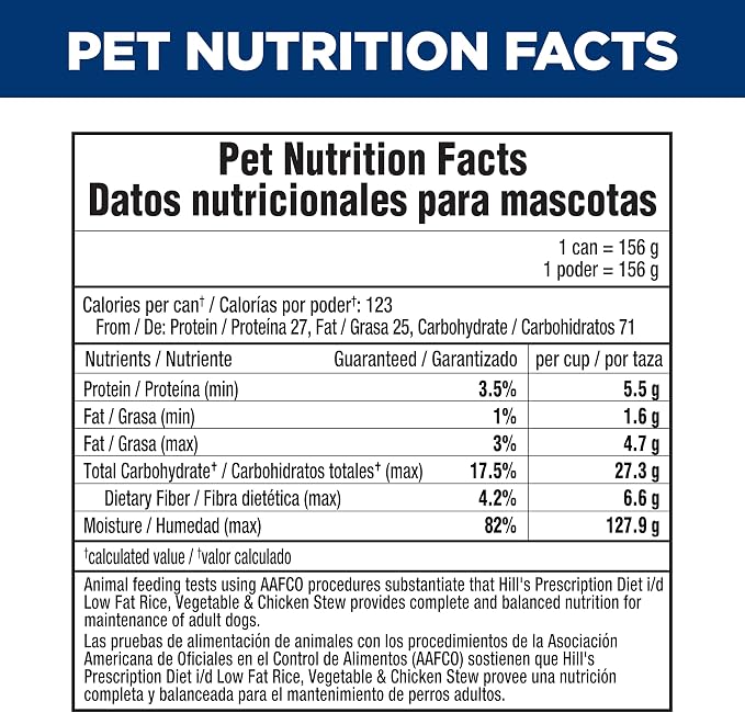Hill's Prescription Diet i/d Low Fat Digestive Care Wet Dog Food | #1 Veterinarian Recommended, Rice, Vegetable, & Chicken Stew, 5.5 oz. Cans, 24-Pack