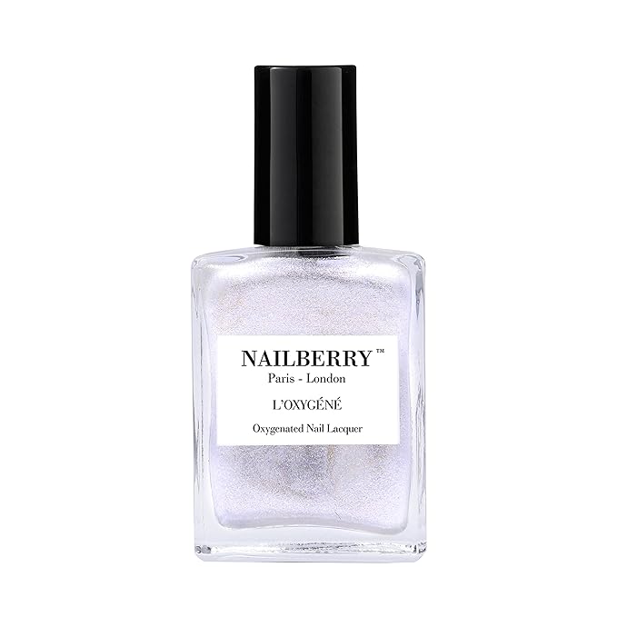 Nailberry L'Oxygéné Oxygenated Nail Lacquer | Star Dust | Iridescent Fine Glitter Semi-Sheer | UV Protected Long-Wear Nail Polish | 12-Free | Vegan | Certified Halal | Cruelty & Gluten Free | 15 ml