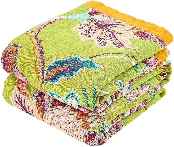 XIBLC Fall Throw Blanket, 100% Cotton Soft Rustic Boho Throw Blanket for Bed, 80"x90" Farmhouse Decor Bed Flower Blankets, Light Weight Reversible Bohemian Throw Quilt