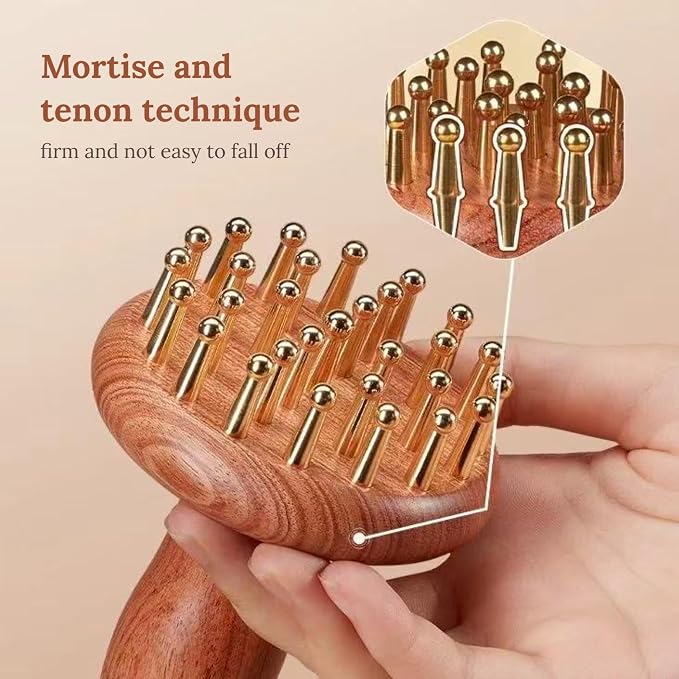 Copper gua sha Tool for Promote Blood Circulation,29-Teeth Copper Meridian Massager with Handle for Head and Body