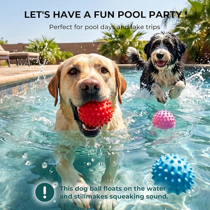 Beef-Flavored 3.5''Squeaky Dog Ball for 25-80lbs Aggressive Chewers