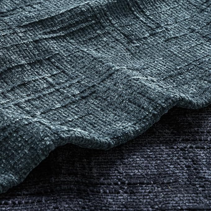 MIULEE Chenille Textured Throw Pillow Covers Blue 18x18 Set of 2 | Slubby Decorative Pillows, Boho Farmhouse Coastal Decor, Modern Neutral Cushion Covers for Couch Sofa Bed Living Room