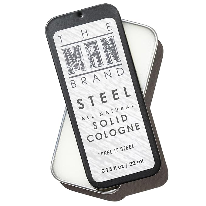 Steel Solid Cologne 0.75 oz - Natural Men's Cologne - Redefined men's fragrance Wax Cologne, Steel Travel Size Cologne for men - Solid Cologne Men's Steel Scent (3/4 Ounce (Pack of 1), Steel)