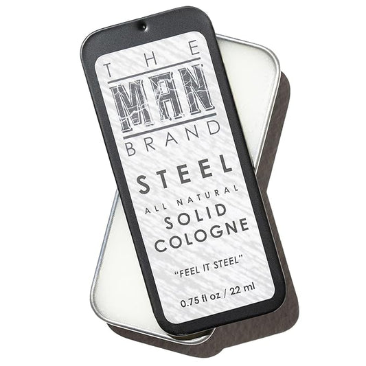 Steel Solid Cologne 0.75 oz - Natural Men's Cologne - Redefined men's fragrance Wax Cologne, Steel Travel Size Cologne for men - Solid Cologne Men's Steel Scent (3/4 Ounce (Pack of 1), Steel)