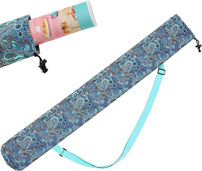 Shinylin 35 Inch Mahjong Mat Carrying Bag with Strap, Printed Drawstring Mahjong Holder Bag Outdoor Travel Canvas Storage for Board Games, Yoga Mats, Tripod