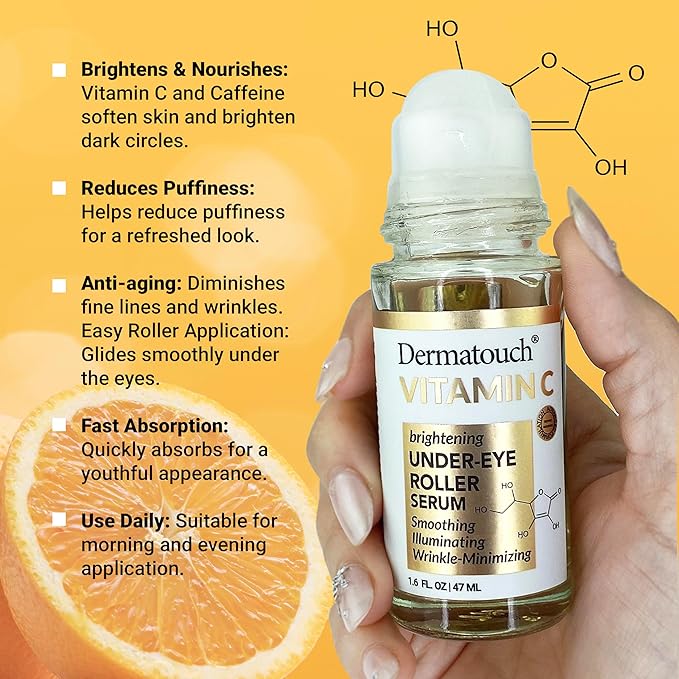 Dermatouch Vitamin C Brightening Under-Eye Roller, 1.6 oz - Made in USA