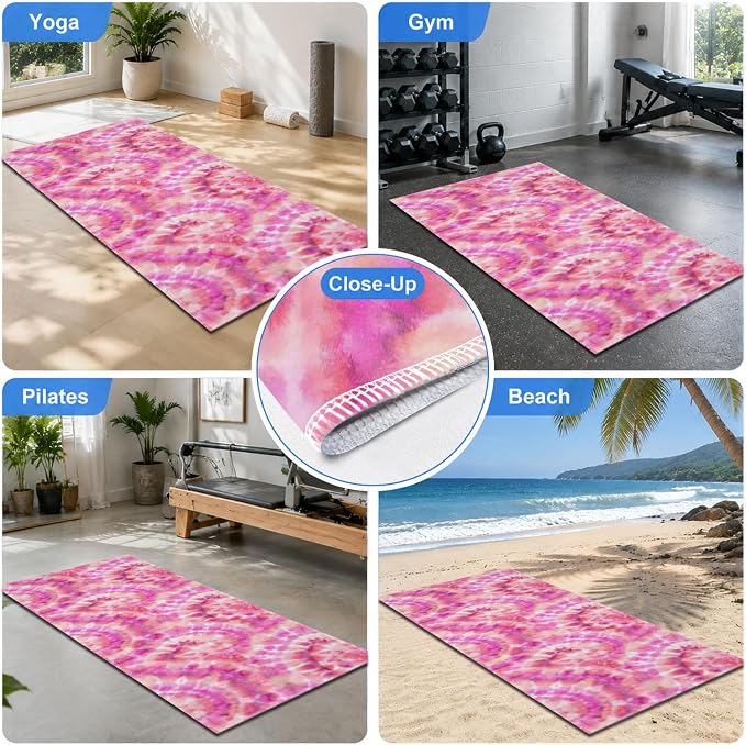 Yoga Mat Towel, Hot Yoga Non Slip with 4 Corner Pockets, 70 x 26 in | Soft Absorbent Microfiber With Four Corner Pockets, Fits Over Yoga Mats For Hot Yoga, Pilates, Gym, And Travel