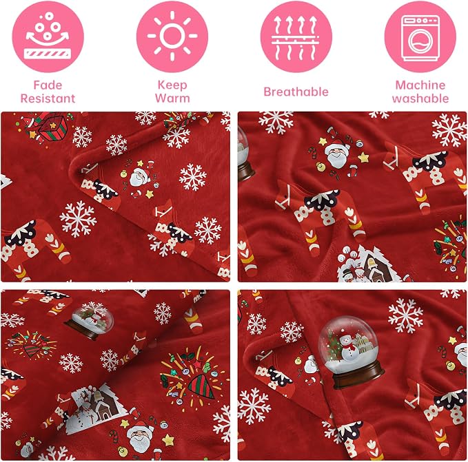 COMFAR Cute Christmas Blankets and Throws for Adults/Women/Boys/Kids, Holiday Fleece Throw Blanket for Couch/Sofa, Holiday Decor, Christmas Decorations/Gifts 50"x 60"