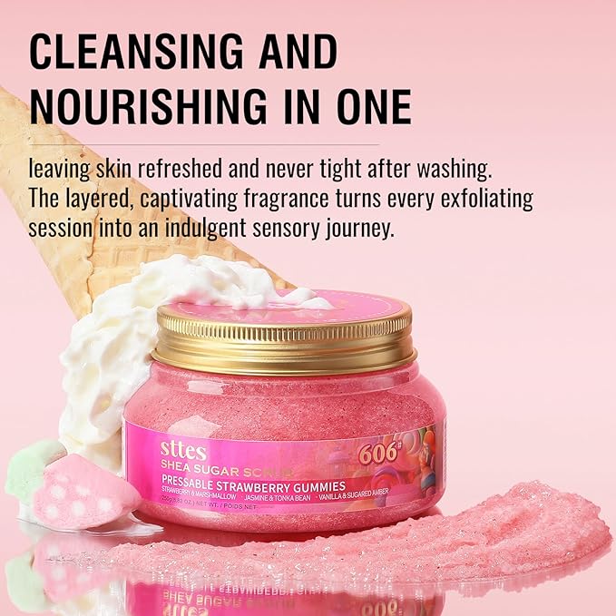 Sttes Smell Rio Shea Sugar Body Scrub 08 (Delicious Pink Dragonfruit) – Tropical Fruit Scent Shower Treatment 250g