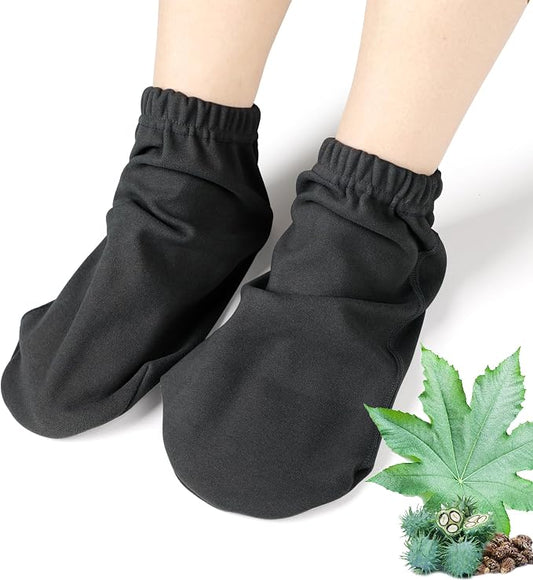 Castor Oil Pack Wrap Organic Cotton for Women, Castor Oil Socks for Feet Arthritis, Sleep Socks Black(Oil are Not Include)