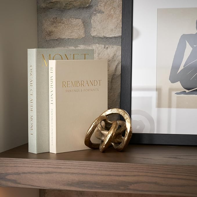 ZICOTO Set of 2 Beautiful Decorative Linen Books - Aesthetic Faux/Fake Books for Modern Home Decoration on Coffee Table, Bookshelf or Mantel - Stylish Keepsake Box and Photo Storage Solution