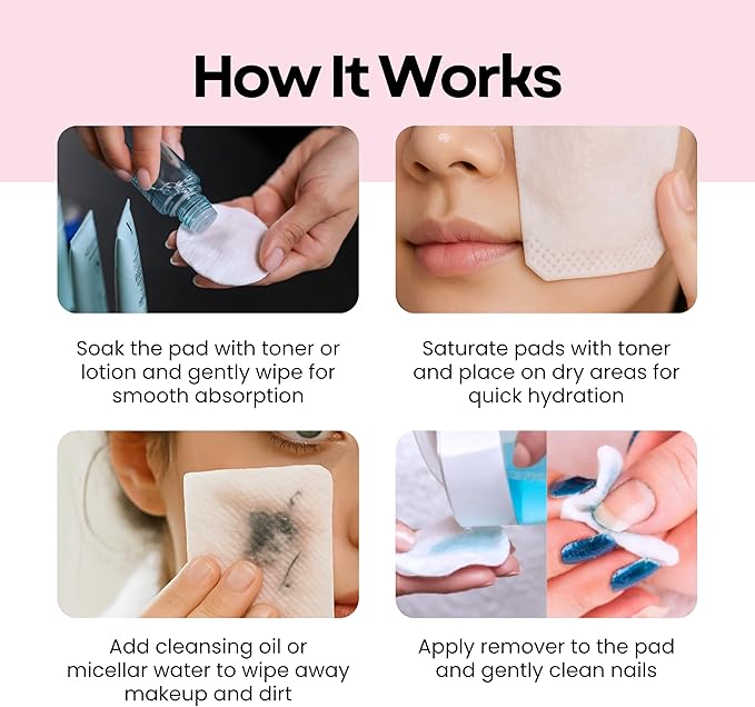 Silky Cotton Pads - Premium Korean Facial Cotton Pads for Makeup Removal and Skincare, Lint-Free, Hypoallergenic, Toner Mask, Extra Soft & Durable, 80 Count