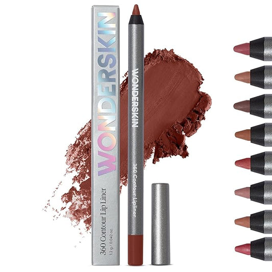 Wonderskin Lipliner Pencil - 360 Contour Lipliner, Long Lasting, Sharpenable Lip Pencil, Waterproof and Transfer-Proof Nude Lip Liner (Mahogany)