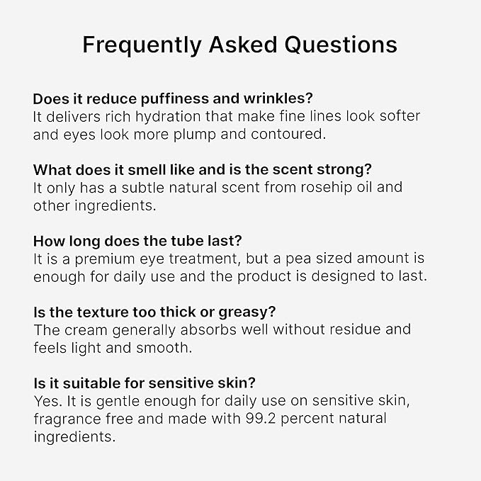 Trilogy Eye Contour Cream with Rosapene for Fine Lines & Puffiness, Made with Rosehip Oil, Aloe Vera & Acai, 0.34 fl oz