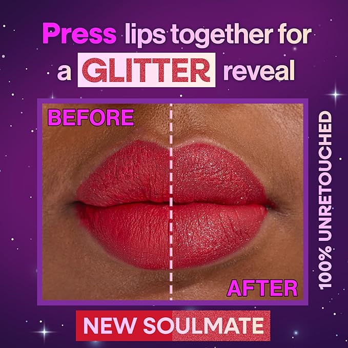 wet n wild Mega Glitter Shimmer Liquid Lipstick, Matte-to-Glitter Finish, Lightweight Formula, Comfortable Wear, Vitamin E-Infused for Nourished Lips, Vegan & Cruelty-Free - New Soulmate