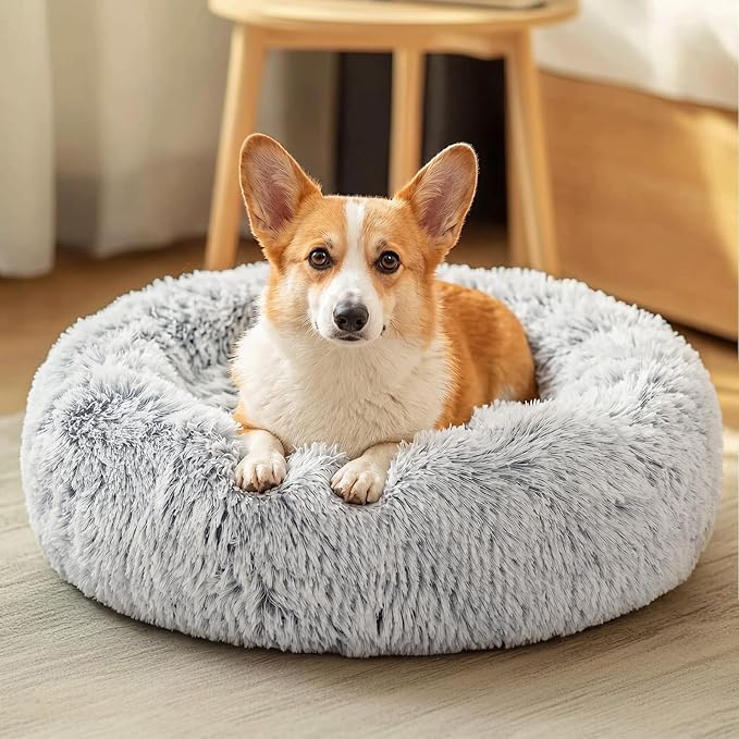 JOLLYVOGUE Dog Bed, Calming Anti-Anxiety Large Dog Bed, Fluffy Donut Cushion for Medium and Large Pets (27"/30"/36")