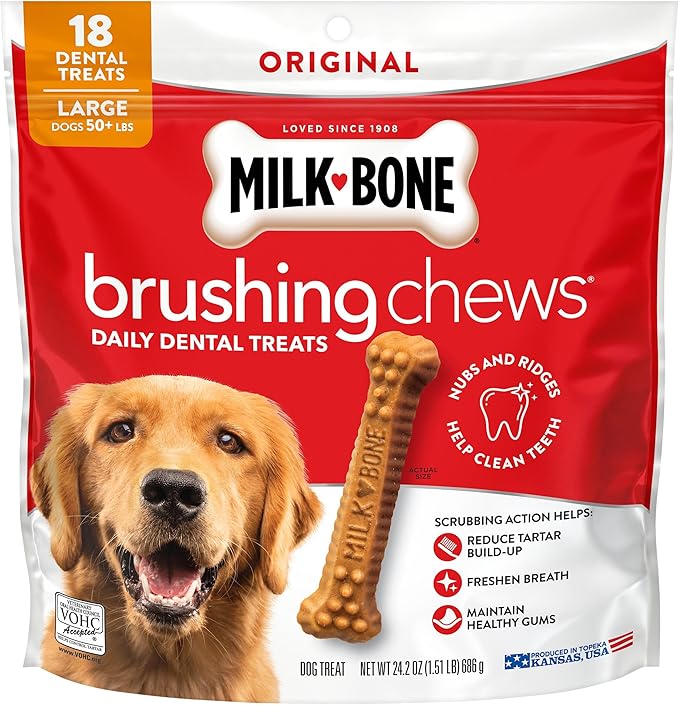 Milk-Bone Original Brushing Chews, 18 Large Daily Dental Dog Treats