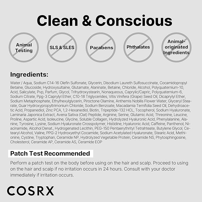 COSRX PEPTIDE 132 Hair Bonding Shampoo - Daily Scalp Treatment for Dandruff, Repairs & Strengthens All Dry and Damaged Hair Types - 13.52 fl oz